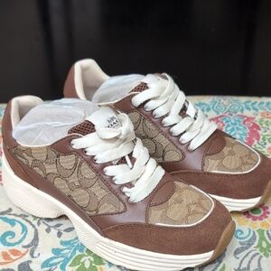 Coach Brown and Cream Women's Sneakers